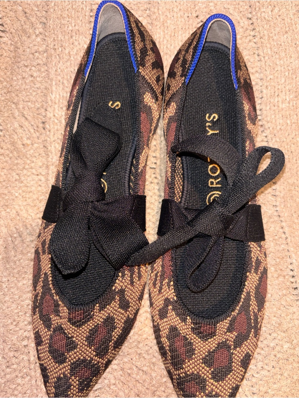 Rothy’s The Point Bow Leopard Print Knit Flats Women’s Size 10 US NWOT - Picture 3 of 7